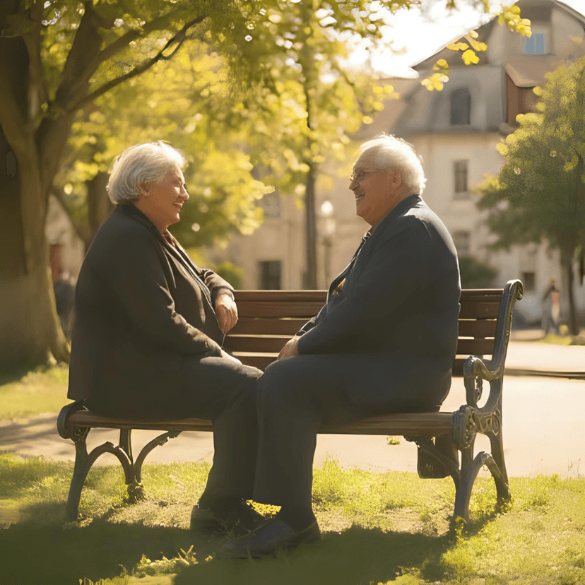 Idosos conversando no parque